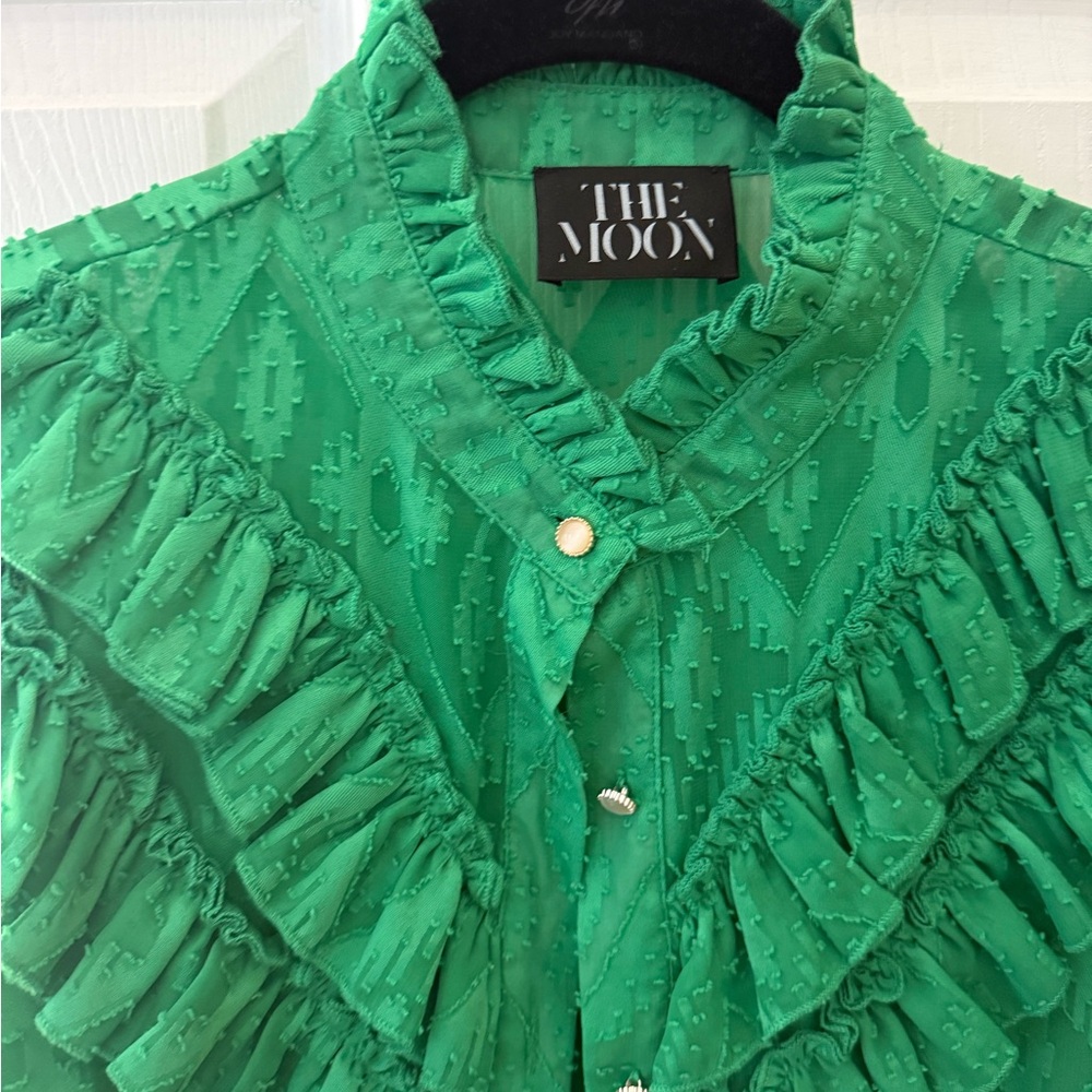 The Moon Green Ruffled Shirt - Picture 2 of 7